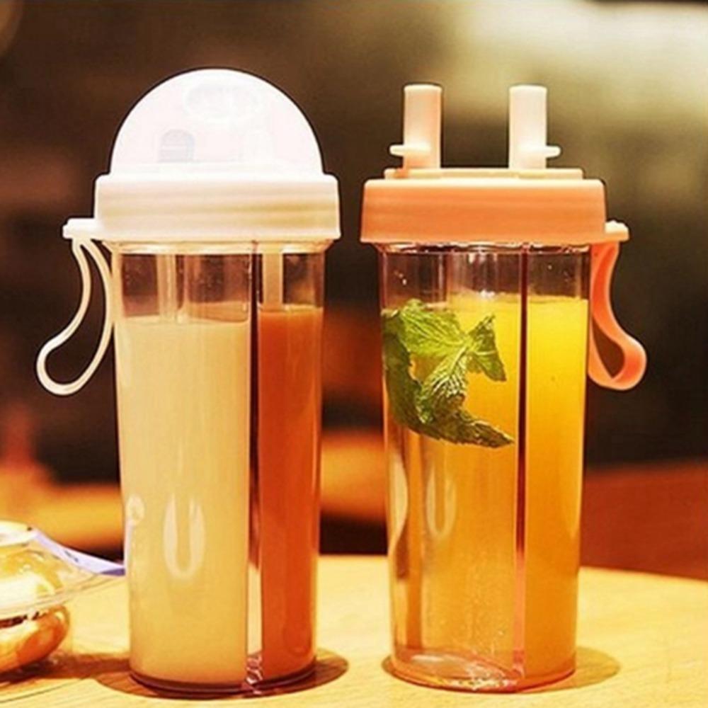 

Dual Mouth Dual Drink Cup 600ML Large Capacity Cup Leak Proof Sport Tumbler Couple Gift белый