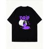 White T-Shirt With Purple Drip Paint Bucket Graphic And Text For Casual Wear