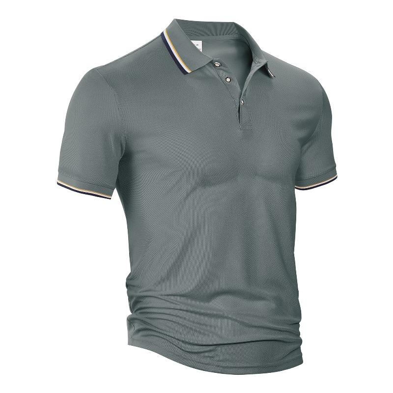 Men's short-sleeved polo shirt; loose-fitting, casual, breathable summer polo shirt with a collar and printed design