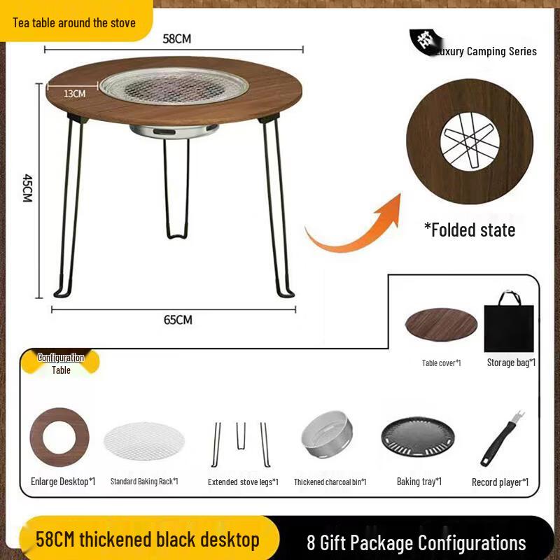 Outdoor Charcoal BBQ Grill Table