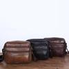 Retro Genuine Leather Men's Shoulder Bags Husband Small Crossbody Messenger Bag Leather Man Zipper Designer Party Bags Gift