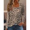 Women's Fashion Casual Spring Autumn Leopard Print Long Sleeve Square Collar Blouses & Shirts
