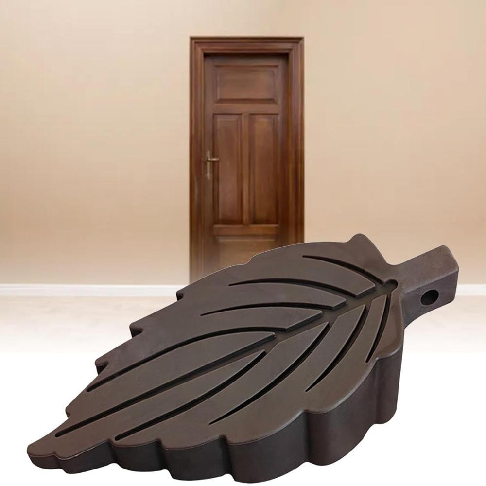 2 Pcs TPR Door Wedge Stopper Brown Leaf Shape Stopper No Tools Door Stopper  for Bottom of Door