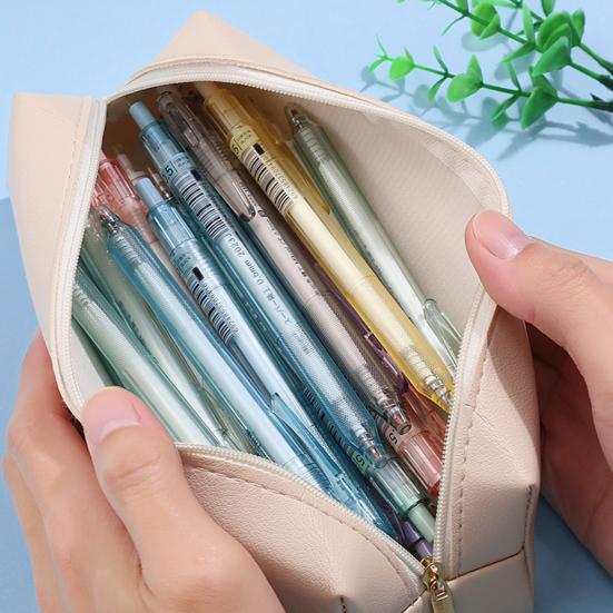 Penneetui Faux Skinn Blyantveske Organizer Liten Glidelås Pennepose Multifunksjonell Kosmetikkveske for Arbeid Reise