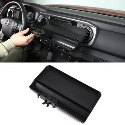Schwarzes ABS Mittelkonsolen-Armaturenbrett Handyhalter Aufbewahrungsbox Handyhalter Ablage passend für Toyota Tacoma 2016-2022 Autozubehör