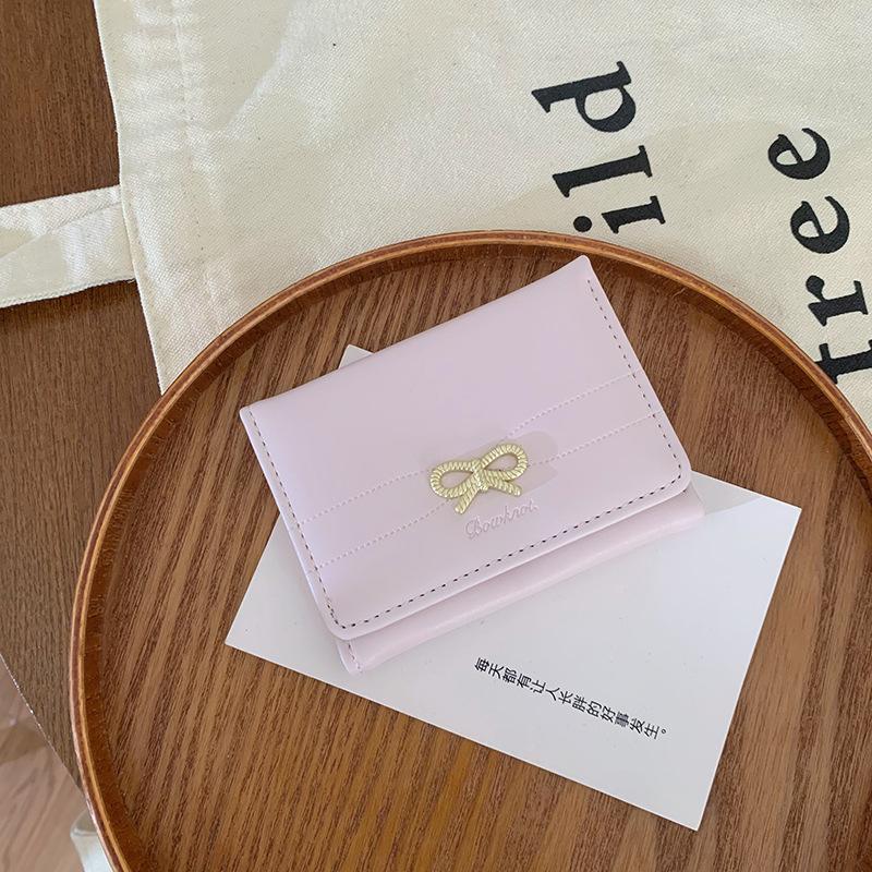 Damski portfel ins damska kokardka prosty krótki wysokiej klasy mały składany