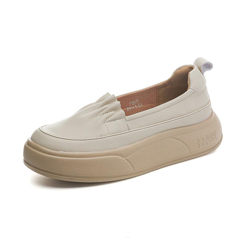 Foam sole leather little white shoes women's 2025 summer new one-pedal platform single shoes women's retro versatile loafers