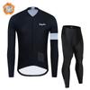 Winter Thermal Cycling Jersey Bib Tights Set Men Breathable Warm Road Mountain Bike Riding Gear
