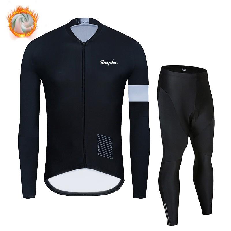 Winter Thermal Cycling Jersey Bib Tights Set Men Breathable Warm Road Mountain Bike Riding Gear