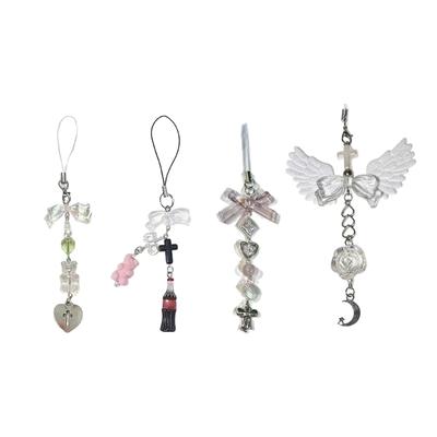 Handmade Keychain Cute Beaded Phone Chain Beautiful Beaded Phone Charm Phone Lanyard Keychain for Fashion Enthusiasts