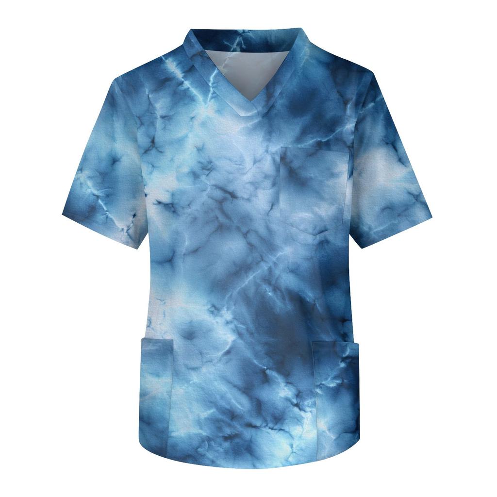 Pánská pracovní halenka s krátkým rukávem a výstřihem do V na hrudi