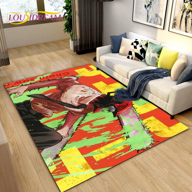 3D Anime Chainsaw Man Denji Cartoon Area Rug,Carpet Rug for Living Room Bedroom Sofa Doormat Decoration, Kids Non-slip Floor Mat