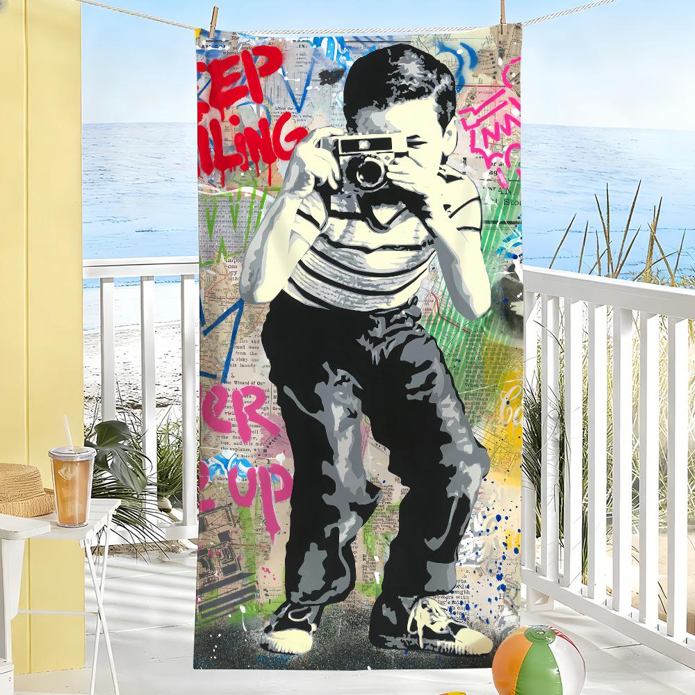 B-Banksy Graffiti Art Towel Soft Pool Gift For Travel Gym Shower Camping Quick Dry Sports Large Beach Towels