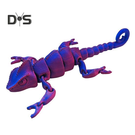 3D Printed Lizard Articulated Chameleon Ornament Desktop Decoration Flexible Animal Figurine Lizard Fidget Toy for Kids Adults Stress Relief