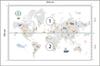 Photomural World Map With Cute Animals In Cartoon Style. Map For Nursery, Kids Room With Nature, Animals, Transports. Scandi Non-Woven 254x184