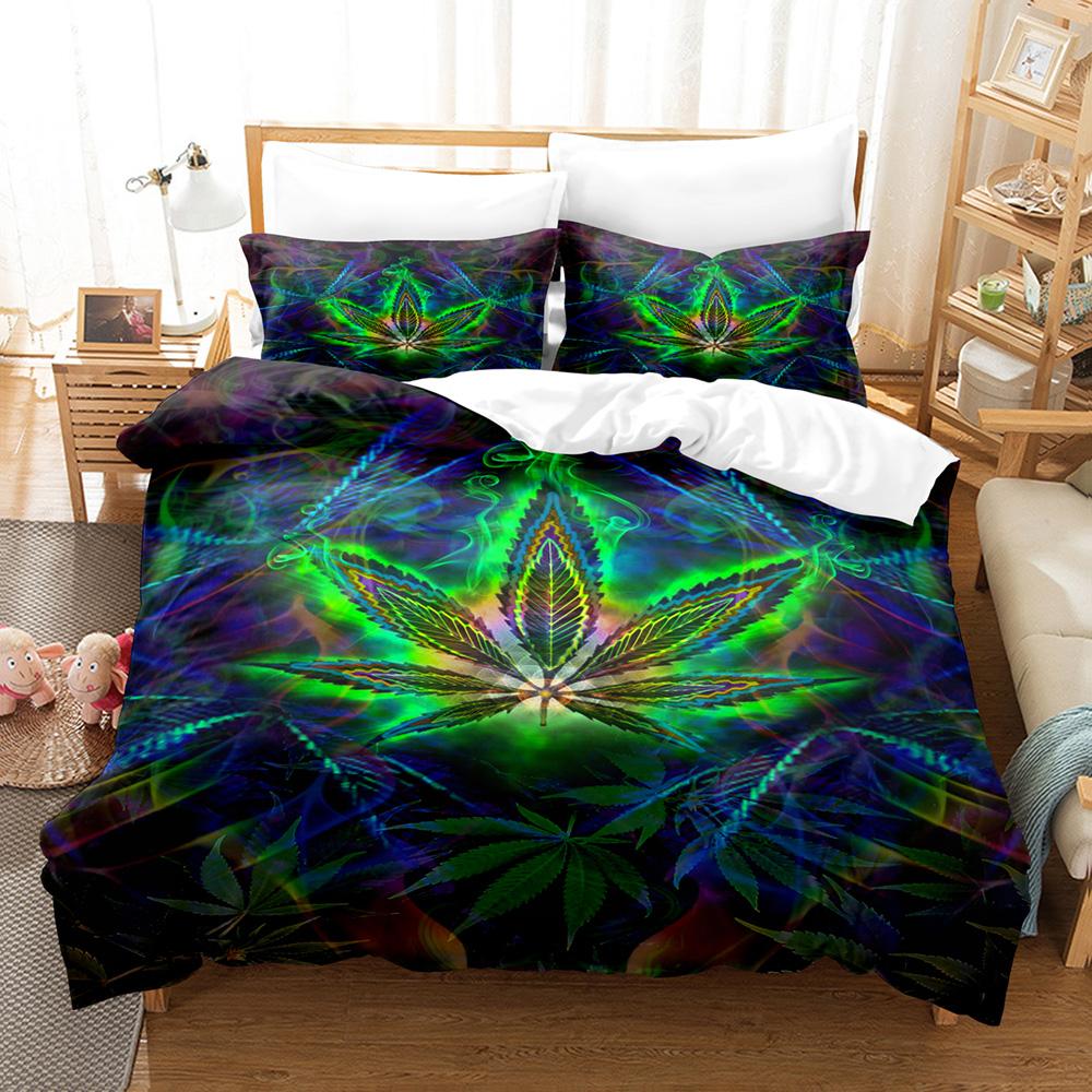 Comforter Colorful Maple Leaves Bedding Set Single Twin Full Queen King Size Cool Bed Set Aldult Kid Bedroom Three-Piece Suits 3