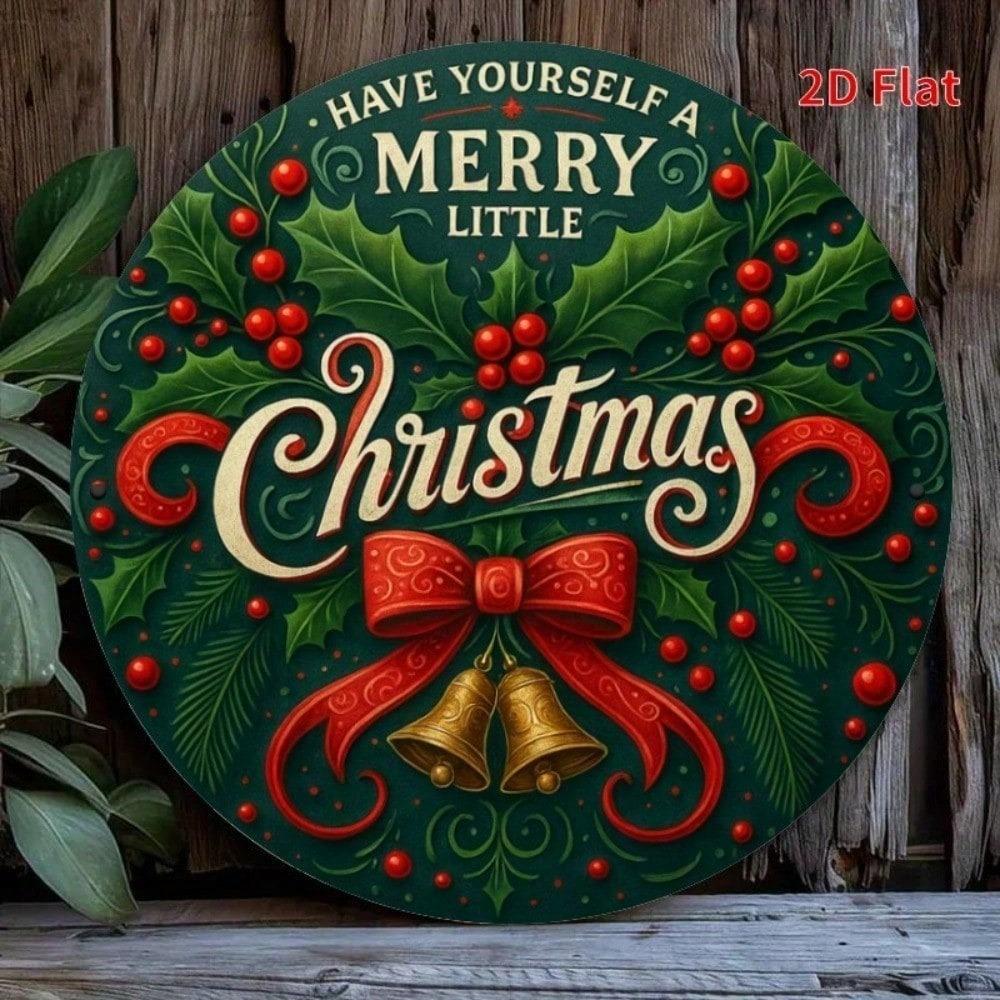 Vintage Metal Tin Sign 8x8 Inch Retro Christmas Holly Berry Wall Decor for Home Bar Cafe