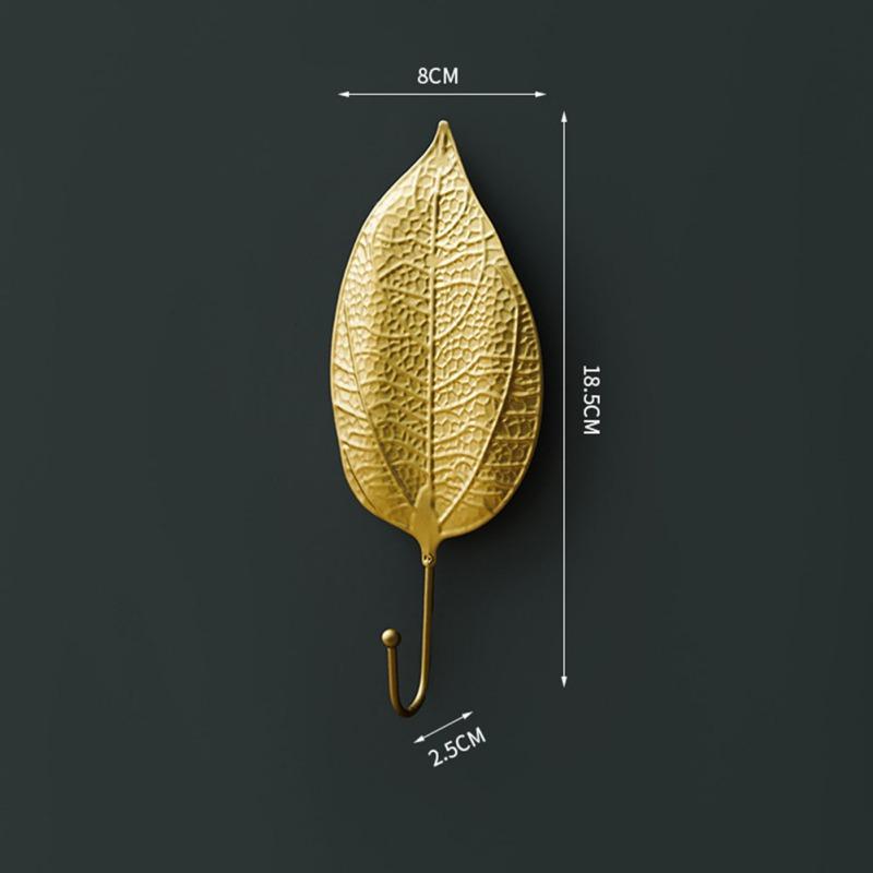 Gold Leaf Shape Metal Hooks Wall Hanger Hanging Storage Rack For Towel Clothes Home Bathroom Decoration Organizer