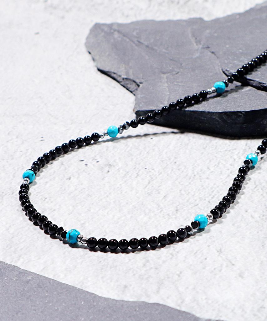 Polalita Turquoise Point Black Onyx Necklace (Plt-Nl-098_Bk)