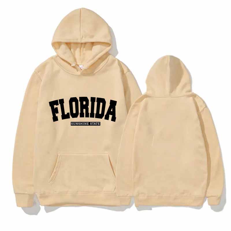 

Florida Print Hoodie Men and Women Long Sleeve Fleece Sweatshirt Winter Loose Top Jogging Sport Hoodies Pullover Shirts 4XL хакі
