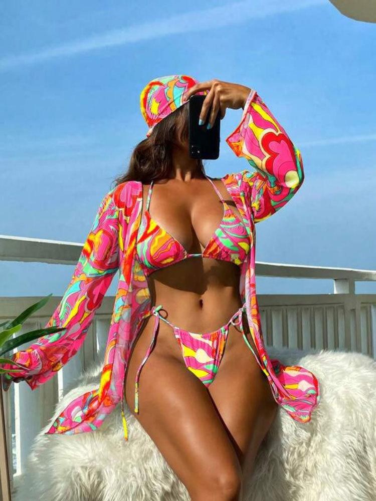 

TS JYL-BK279 Stripe Plus Size Swimsuit, Halter Push Up Swimwear For Beach L алмаз