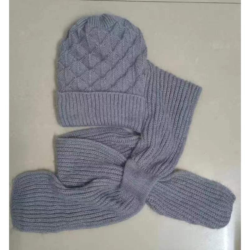 New Snow Hat, Scarf, Integrated Thickened Autumn and Winter Hat, Wool Woven Women's Thermal Hat, Cold-proof and Plush Wool Hat