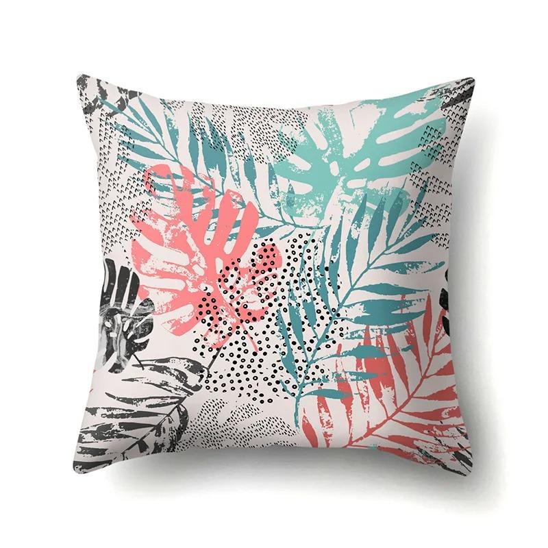 Home Bedroom Living Room Sofa Decoration Tropical Plant Rainbow Leaf Print Pattern Cushion Pillowcase