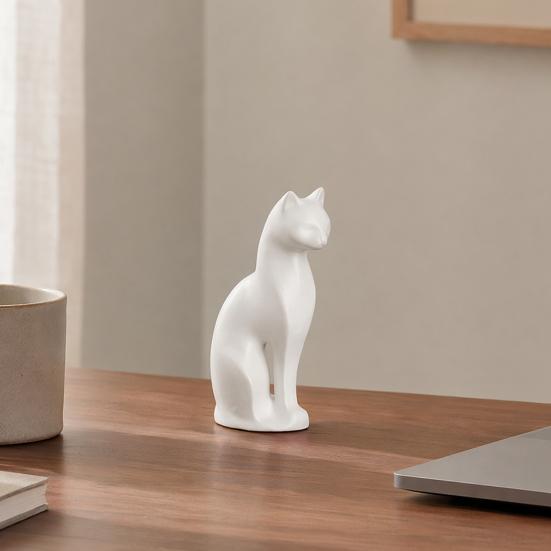 Cat Figurine, 3D Printed Small Cat Sculpture, Collectible Animal Desktop Ornament for Home Shelf Decor, Gifts for Cat Lovers