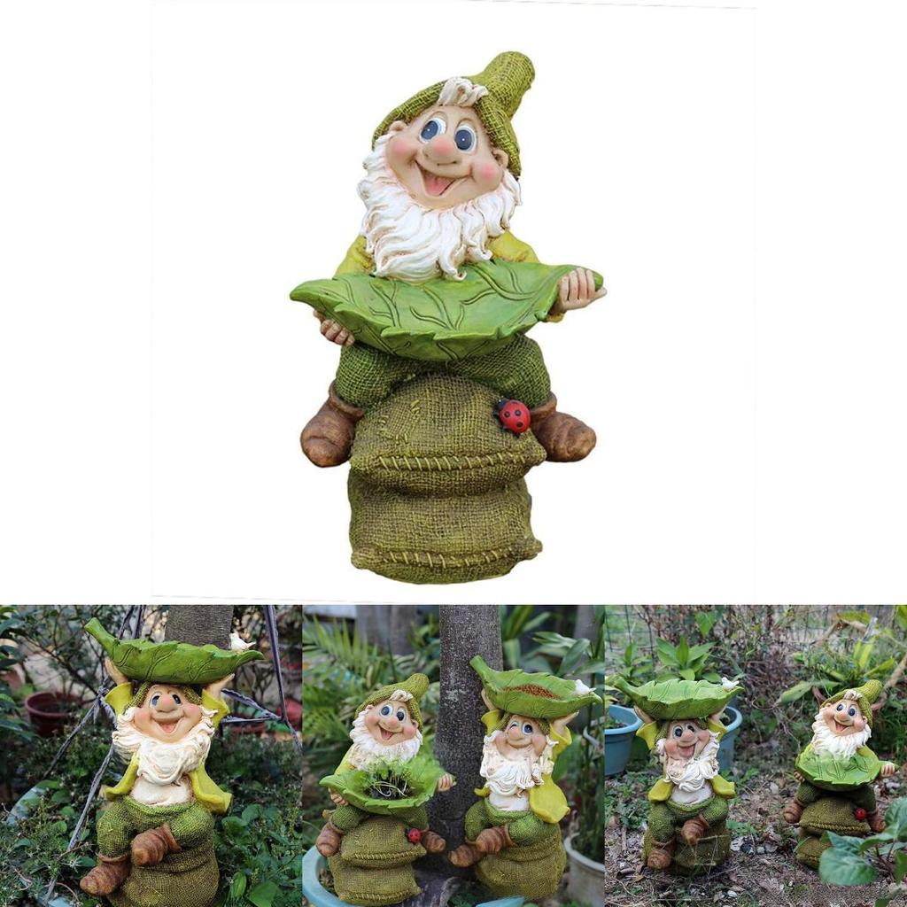 Playful Gnome Bird Feeder Beautiful Outdoor Ornament Great For Garden Landscaping