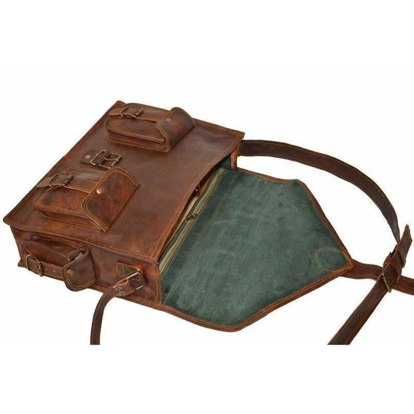 New Men's Genuine Vintage Brown Leather Messenger Shoulder Laptop Bag Briefcase.
