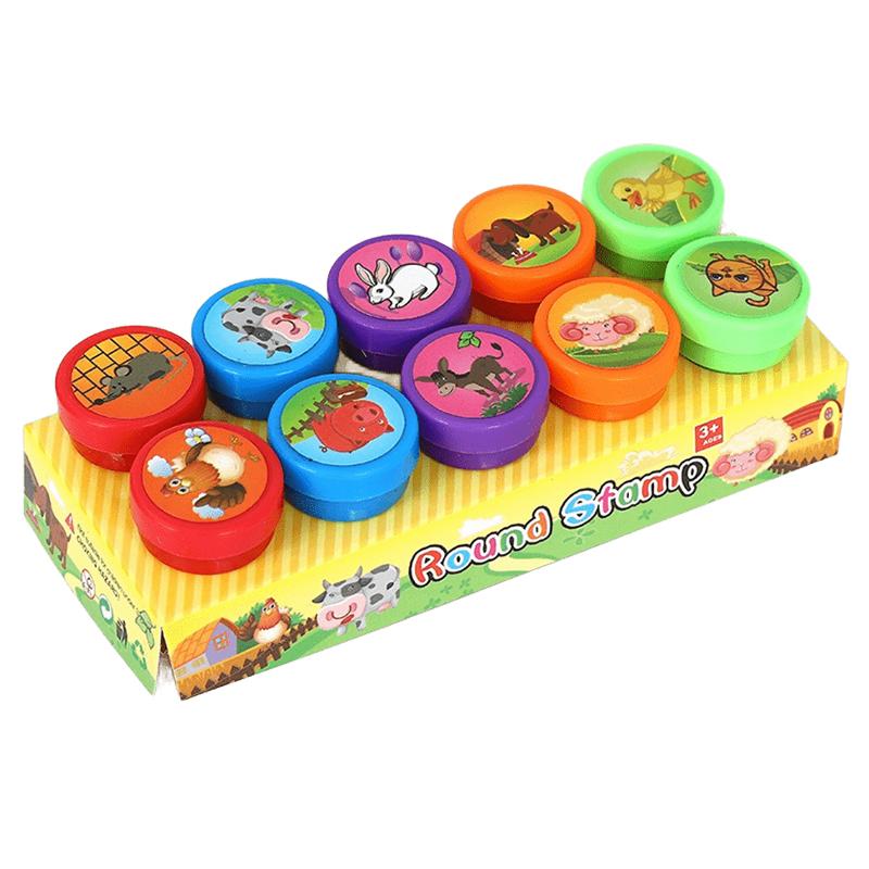 10Pcs Mix Cute Cartoon Stamps Boxed Assorted Seals Set DIY Painting Decoration Stationery Supplies Teacher Reward Prize Gift ZYF