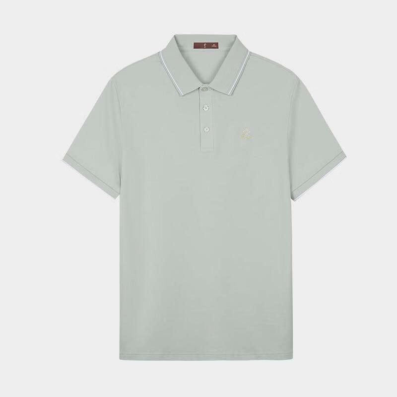 TRIES Men's Jacquard Lapel Short Sleeve Polo Shirt