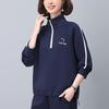 Women's Half-Zip Stand Collar Pullover - 2025 Spring/Autumn, Small Size for Middle-Aged