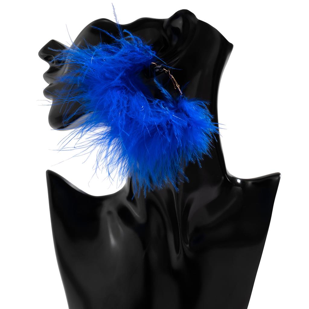 Exaggerated Big Circle with Fluffy Feathers Hoop Earrings for Women Trendy Ladies Wedding Large Earrings 2026 Fashion Jewelry