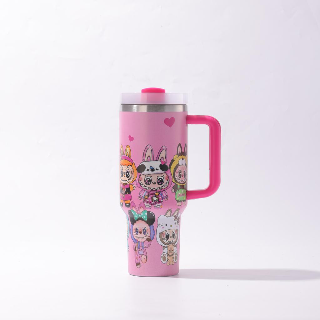 0oz Car Cup Thermos Cup Bingba Cup with Handle Strap Straw Cup