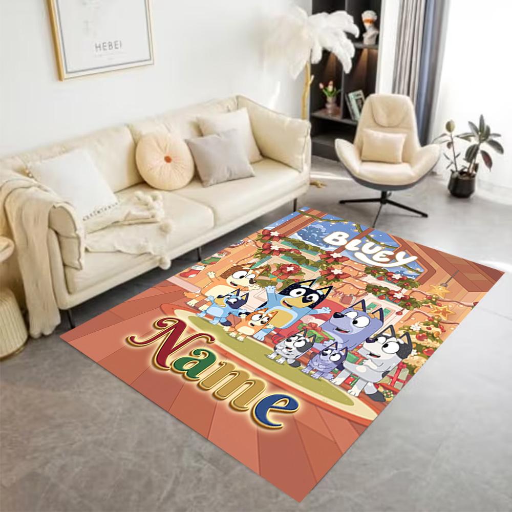 Bluey's Festive Family Personalized Name Floor Mat Suitable for Bedrooms Dormitory Living Rooms Balcony Antislip Carpet Office home decor