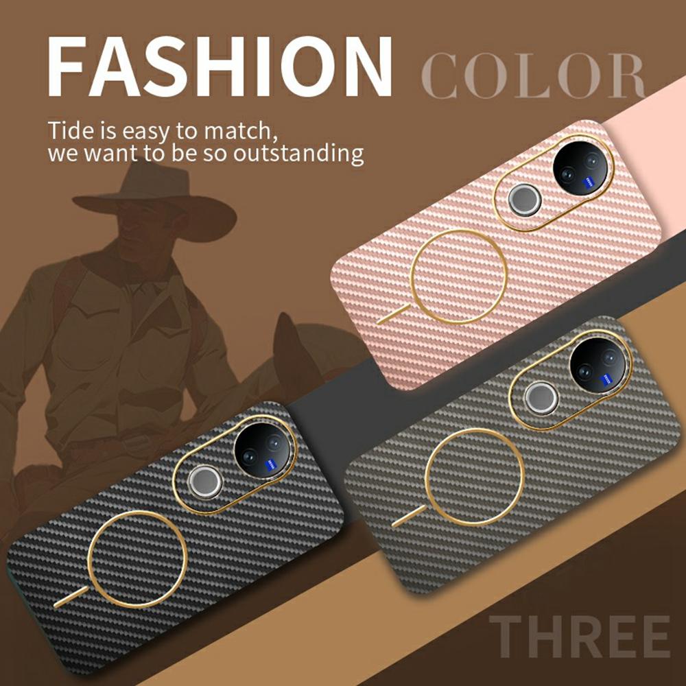 For Vivo V5 Phone Case Carbon Fiber Textured Electroplated TPU Back Cover