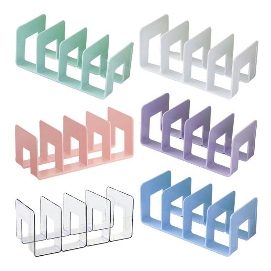 Organisateur de Bureau Boodend Support de Livres avec 4 Compartiments Verticaux Plastique