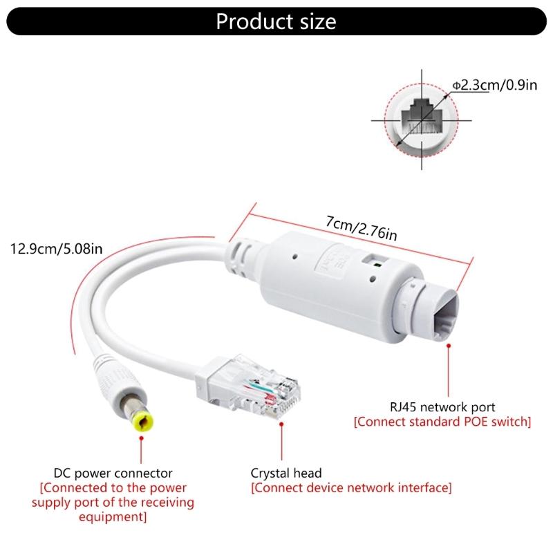 Active 48V To 12V Waterproof PoE Splitter Adapter, IEEE802.3af Compliant for Camera VoIP Phone Technical Gadgets