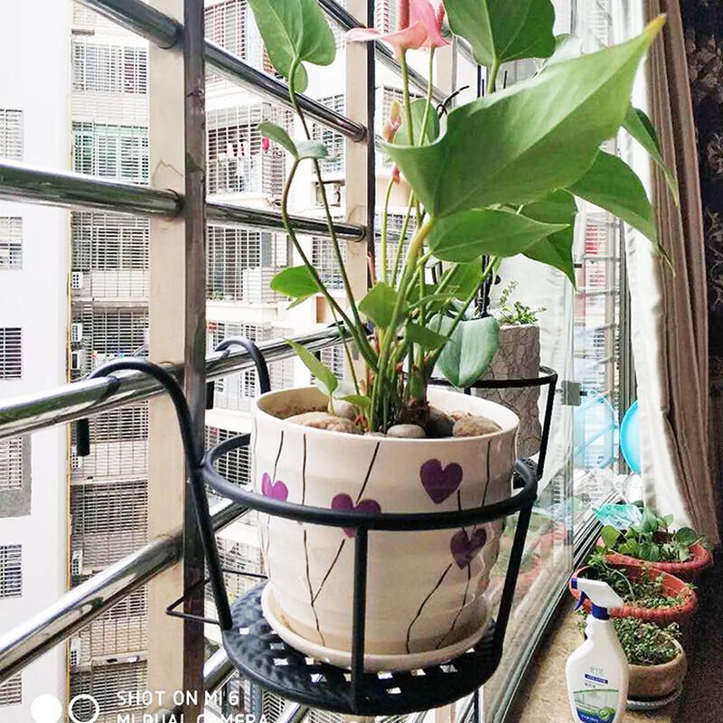 Miling Wrought Iron Floor Flower Stand with Hanging Basket