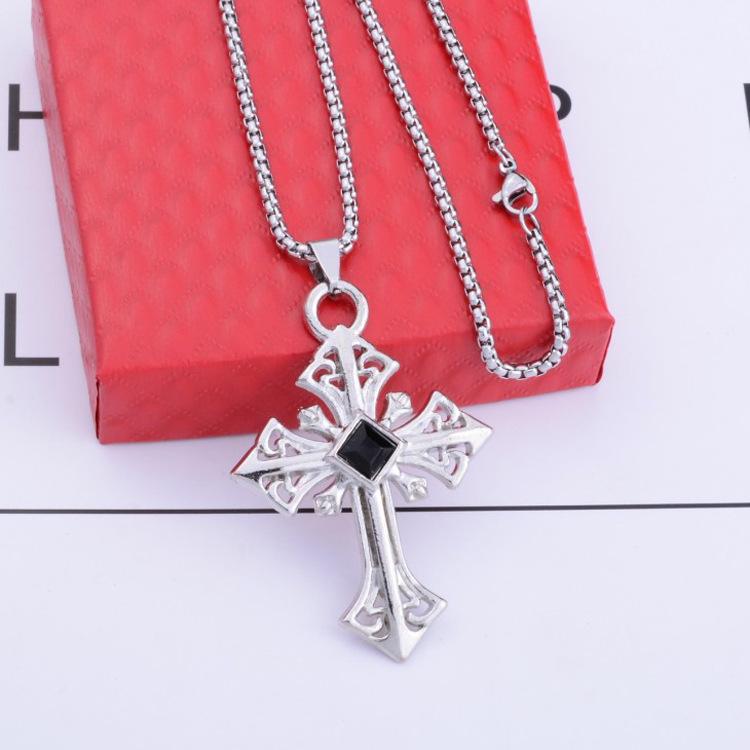 European-American Fashion Cross Pendant Necklace: Stylish Hollow Design, Versatile Sweater Chain, Hip Hop Accessory