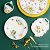 European Lemon Pattern Ceramic Dinner Steak Plate Bowl Fruit Candy Fruit Dim Sum Western Cuisine Plate Dishes Dinner Plates