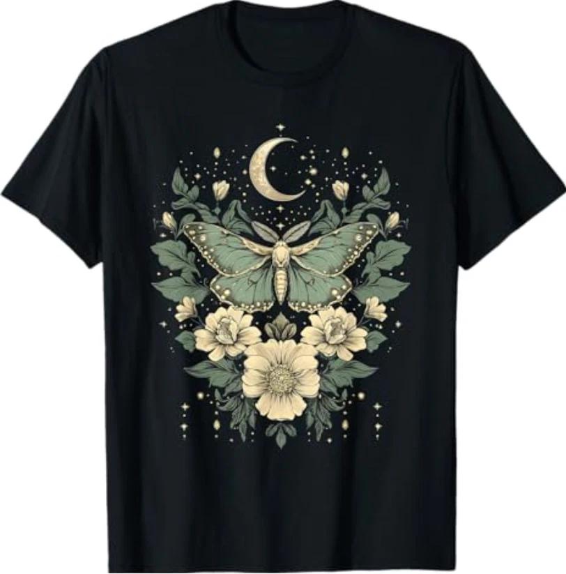 Goblincore Moth And Butterfly Moonphases Flowers Cottagecore Tees TShirt S