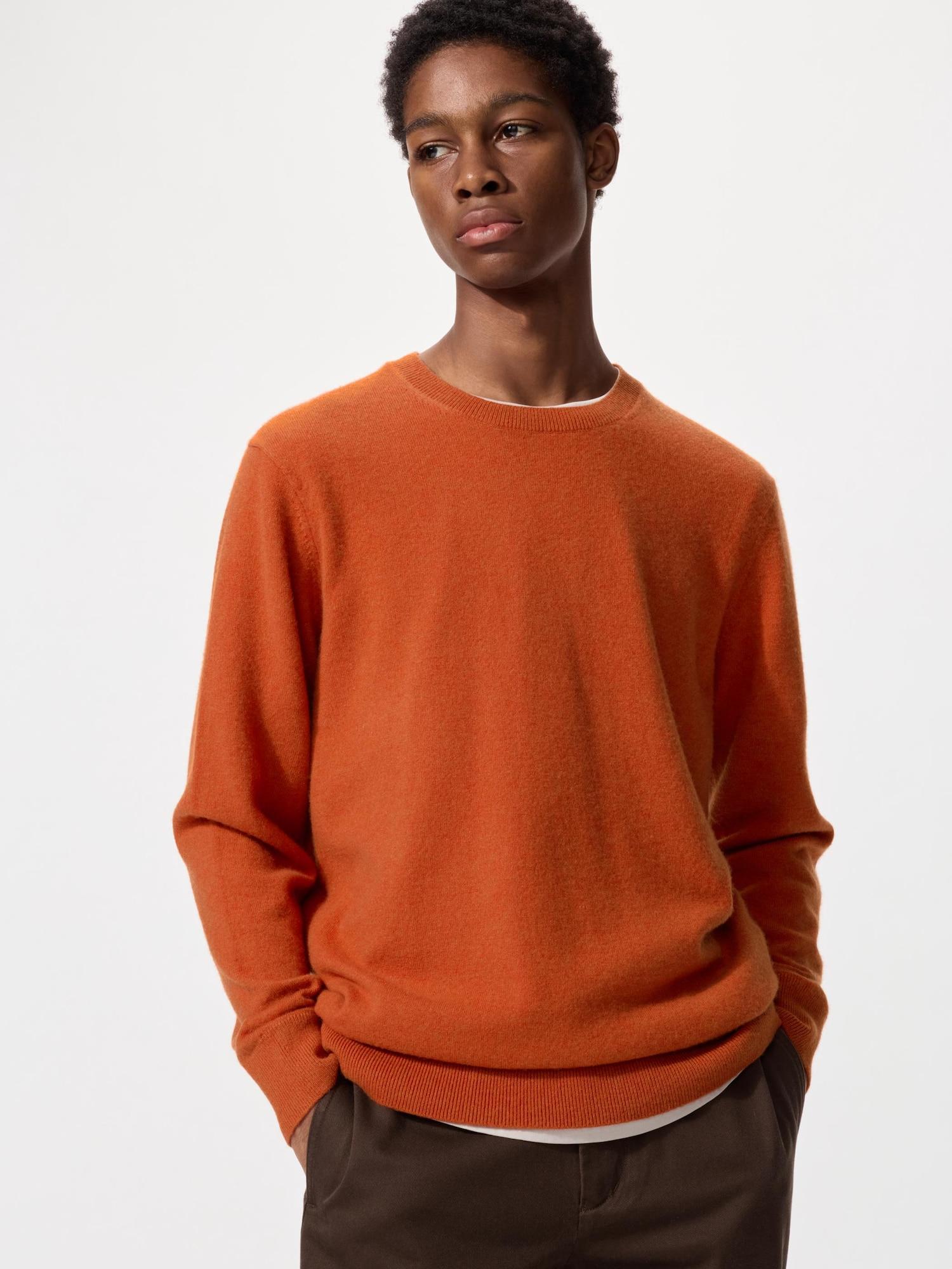 Uniqlo Япония Кашемировый джемпер с круглым вырезом с длинным рукавом 25 ORANGEXL 10200₽