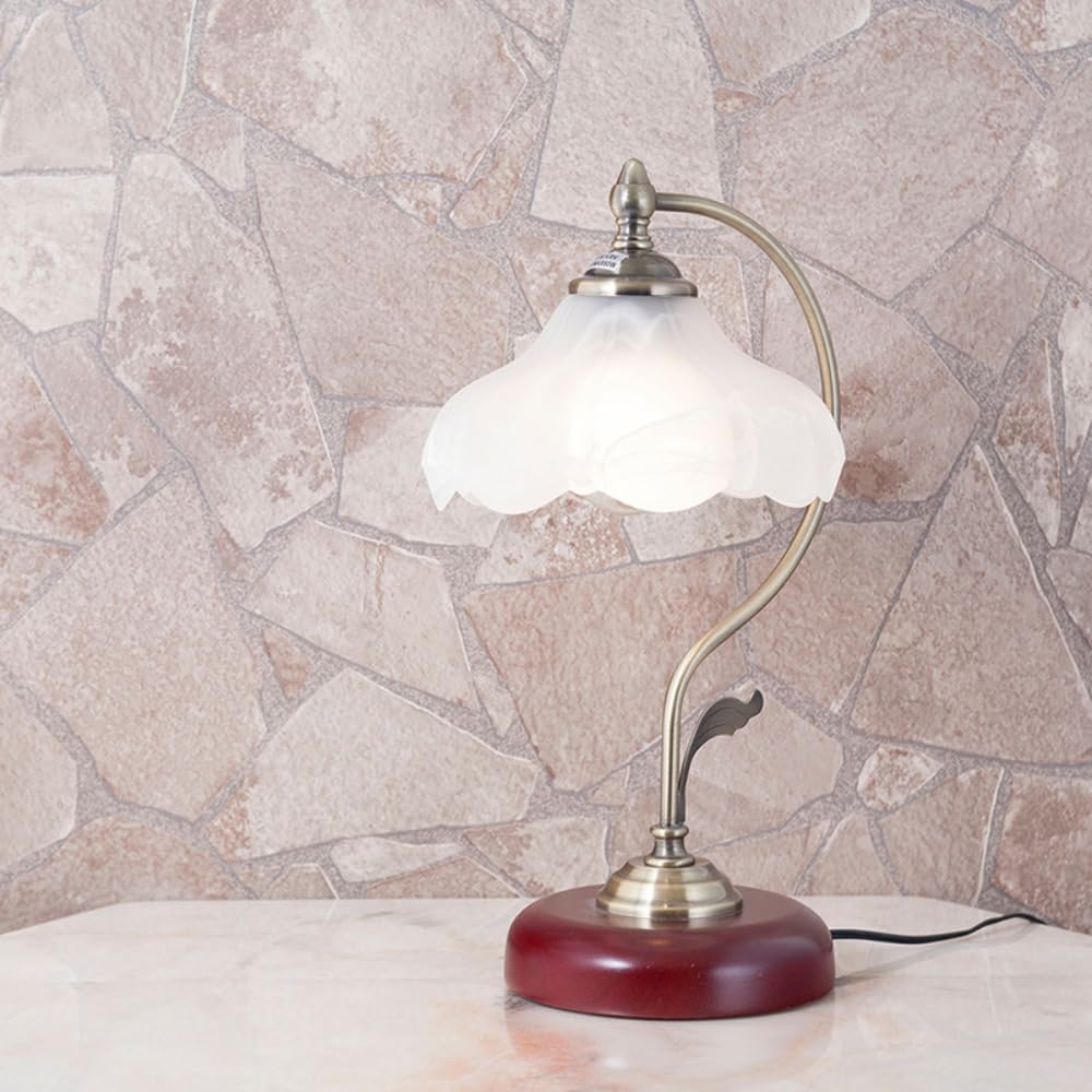 Akizuki Trading Klarer Glasschirm Tischleuchte, B26 x T26 x H43cm, MS-T020