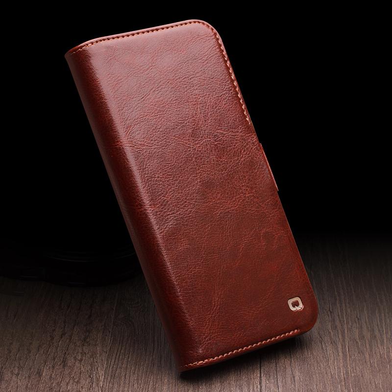 QIALINO Genuine Cow Leather+TPU Phone Case for iPhone 15 Plus Magnetic Closure Shockproof Phone Cover