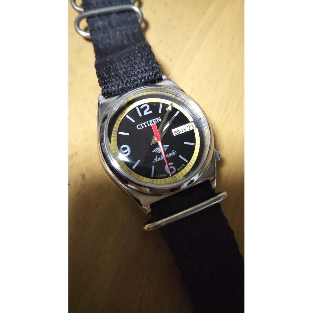 Used CITIZEN Automatic Watch Black Dial Nylon Strap