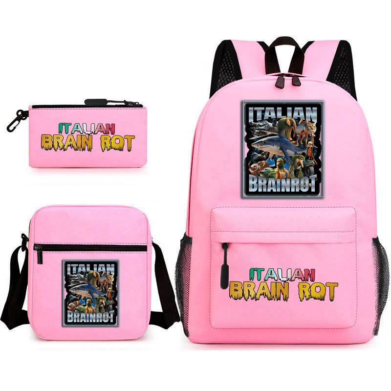 Abstract Foreign Shanhaijing Children's Schoolbag Tongtongsahur Cartoon Primary School Student Backpack Three-piece Set L