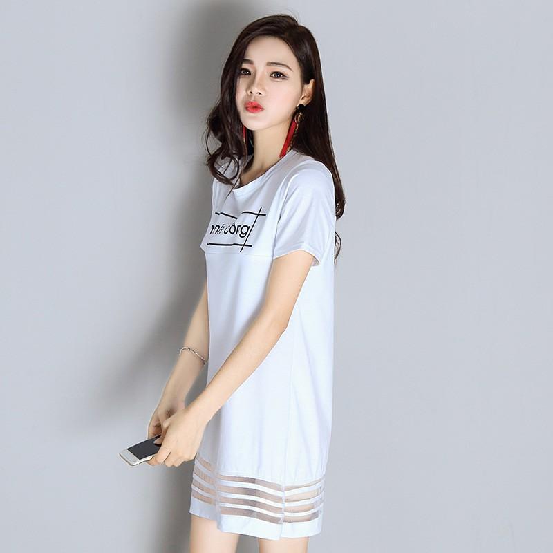 Acheter Robe t-shirt ample à manches courtes pour femme, noire