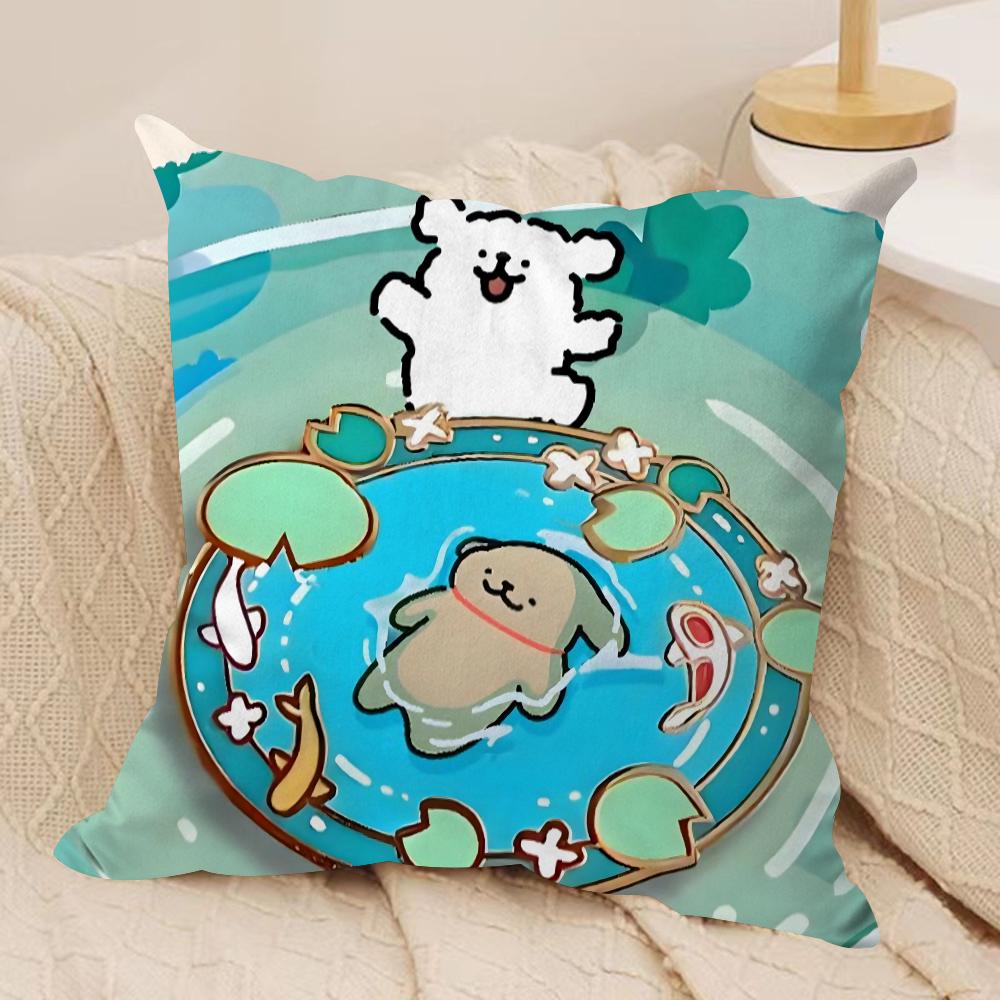 Korean Line P-Puppy Cushion Cover Soft Plush Fabric Double-Sided Printed Sofa Cushion Cover for All Seasons Home Decor Gift